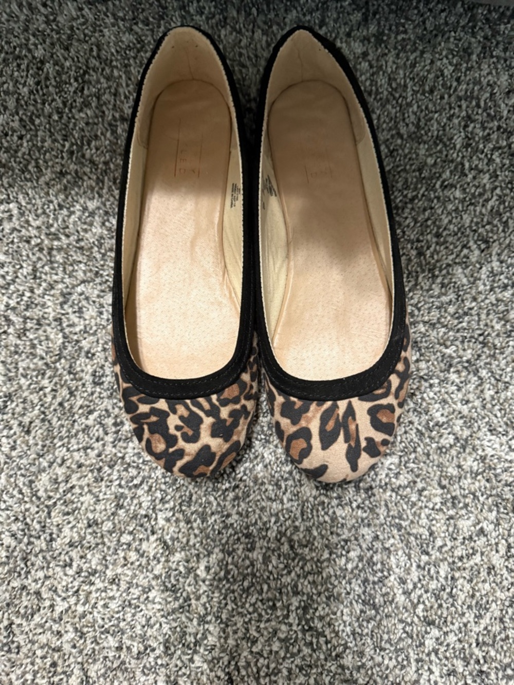 Leopard Print Ballet Flats - Black Trim